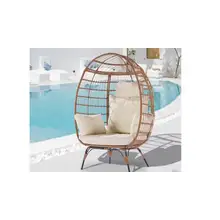 Product image of Forclover Rattan Egg Chair with Beige Cushion