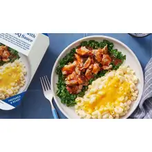Product image of Smoked pork and honey BBQ sauce with mac and cheese