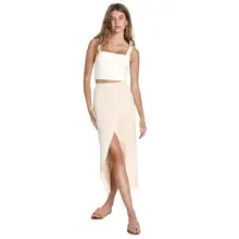 Product image of Lulus Upscale Aura Cream Textured Knit Faux Wrap Midi Skirt
