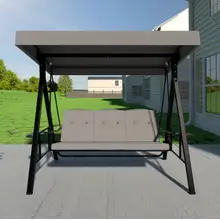 Product image of Veikous Included side trays 3-person Dark Gray Steel Outdoor Swing