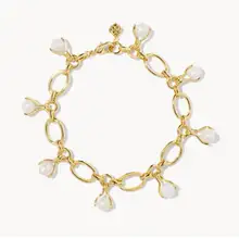 Product image of Ashton Gold Pearl Chain Bracelet in White Pearl