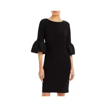 Product image of Short Draped Bell Sleeve Jersey Dress