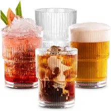 Product image of Set of 4 14oz Combler ribbed drinking glasses