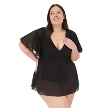 Product image of Cacique No-Wire Flutter-Sleeve Swim Dress