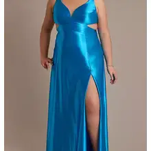 Product image of Jules and Cleo Sculpting Satin A-Line Dress with Side Cutouts