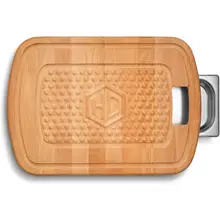 Product image of HexClad Hybrid Beechwood Double-Sided Cutting Board with Stainless Steel Drip Tray, Carrying Handle