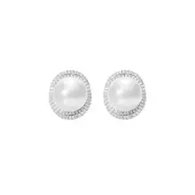 Product image of South Sea Cultured Pearl and Whirling Diamond Earrings