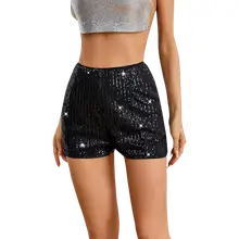Product image of SweatyRocks High Elastic Waist Glitter Party Shorts