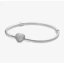 Product image of Pandora Moments Sparkling Heart Clasp Snake Chain Bracelet
