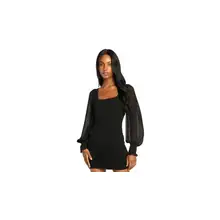 Product image of Perfect Sensation Mesh Ruched Puff Sleeve Mini Dress