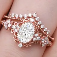 Product image of Vintage Oval Moissanite Engagement Ring Set