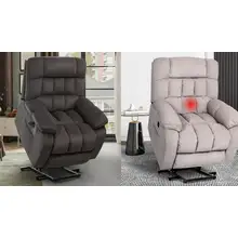 Product image of Power Lift Recliner Chair with Heat & Vibration, Massage Lift Recliner for Elderly, Short-Pile Fabric Lift Reclining Chairs for Home Living Room, Dark Coffee