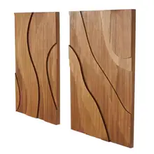 Product image of Wooden Brown Wavy Carved Abstract Wall Art (Set of 2)