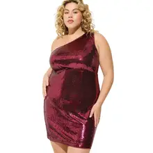Product image of Torrid Mini Stretch Sequin Shirred One Shoulder Dress