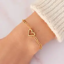 Product image of Pura Vida Open Heart Paperclip Chain Bracelet