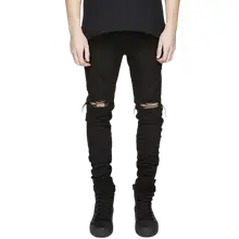 Product image of Longbida Slim Fit Ripped Stretch Skinny Jeans
