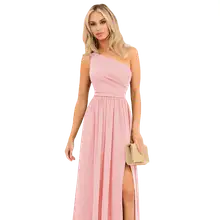 Product image of Azazie On the Guest List One-Shoulder Maxi Dress in 'Blushing Pink'