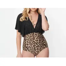Product image of Leopard & Black Mesh Sleeved Torrey Swimsuit
