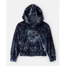 Product image of Girls Heart Embroidered Hooded Velour Top