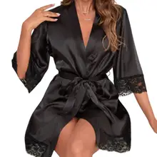 Product image of Solid Color & Lace Trim Women's Nightgown