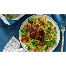 Product image of Sweet and spicy sirloin steak with rice and vegetables