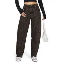 Product image of Auwuka Leopard Print Barrel Jeans