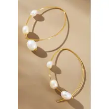 Product image of Anthropologie Pearl Threader Hoop Earrings