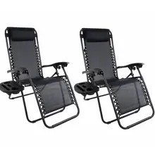 Product image of Pure Garden Set of 2 Outdoor Zero Gravity withSide Tables