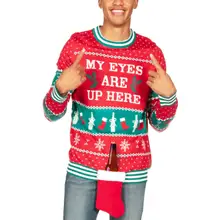 Product image of Tipsy Elves My Eyes Are Up Here Ugly Christmas Sweater