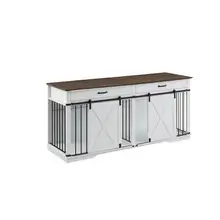 Product image of White Barn Door Large Dog Crate Furniture With 2 Drawers And Divider