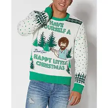 Product image of Light-Up Bob Ross Ugly Christmas Sweater