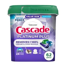Product image of Cascade Platinum Plus Dishwasher Pods, 62 Count