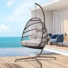 Product image of Nicesoul Foldable PE Wicker Hanging Egg Swing Chair