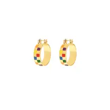 Product image of Rainbow Checkerboard Hoop Earrings