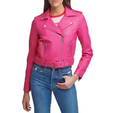 Product image of Faux Leather Fashion Belted Moto Jacket