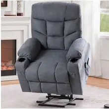 Product image of Esright Power Lift Recliner for Elderly, Electric Recliner Chairs for Adults with Heated Vibration Massage,Heavy Duty Electric Recliner with Side Pockets, USB Charge Port & Cup Holders, Blue Grey