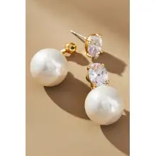 Product image of Pearl Crystal Drop Earrings