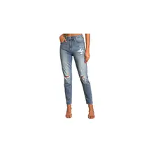 Product image of Tobi Medium Wash High Rise Distressed Denim Mom Jeans