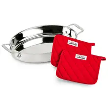 Product image of All-Clad 15-Inch Stainless Oval Baker with Potholders