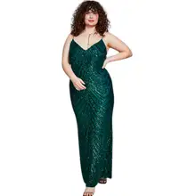 Product image of Trendy Plus Size Sequined V-Neck Sleeveless Gown 