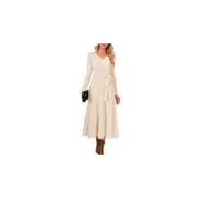 Product image of Wool-Blend Tie-Waist Pleated Sweater Dress
