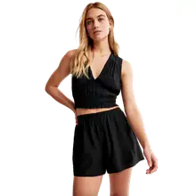 Product image of The Crinkle Textured Plunge Set Top