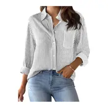 Product image of CUNLIN Wrinkle-Resistant Striped Long Sleeve Button-Down Shirt