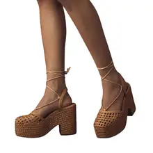 Product image of Vicenza Caged Raffia Platform Heels