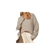 Product image of Wool-Blend Lapel Quarter-Zip Oversized Sweater