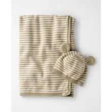 Product image of Baby Organic Cotton Sweater Knit Blanket and Cap Gift Set