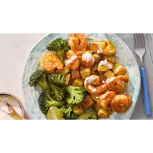 Product image of Curry butter shrimp with roasted potatoes and broccoli