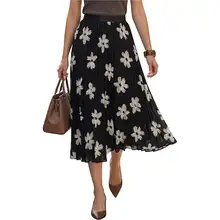 Product image of Chiffon A-Line Floral Pleated Skirt