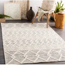 Product image of Wade Logan Ganta Moroccan Handmade Flatweave Wool Charcoal/Cream Area Rug
