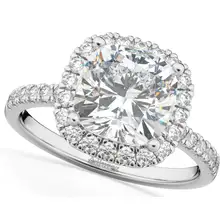 Product image of Cushion Cut Halo Moissanite & Diamond Engagement Ring
